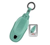 ontto Passt für Porsche 911 Cayenne 958 Macan Panamera 970 718 Cayman 982 Leichter Luxus Schlüsselhülle Autoschlüssel Hülle Leder Schlüsselschutz Schlüsselgehäuse 3 Tasten Autozubehör Cyan A