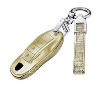 ontto PC Schlüsselhülle Cover Passt für Porsche Cayenne 958 911 Lepin 996 Macan Boxster Panamera 997 944 718 971 9YA Autozubehör Schlüsselhülle Autoschlüssel Hülle Schlüsselanhänger 3 Tasten-B Golden