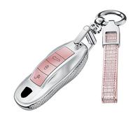 ontto PC Schlüsselhülle Cover Passt für Porsche Cayenne 958 911 Lepin 996 Macan Boxster Panamera 997 944 718 971 9YA Autozubehör Schlüsselhülle Autoschlüssel Hülle Schlüsselanhänger 3 Tasten-B Rosa