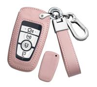 ontto PU Leder Schlüsselhülle Passt für Ford 2/3/4/5 Tasten Autoschlüssel Hülle Cover für Bronco Ecosport S-Max Mondeo MK5 Ranger T9 Explorer Kuga Schlüsseletui Schlüsselanhänger Schutzhülle-A Rosa