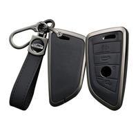 ontto Schlüsseletui mit 4 Tasten, klassisches Leder, kompatibel mit BMW 2, 5, 6, 7, X1, X2, X3, X5, X6, GT3, GT5, ab 2018, A-Schlüsselanhänger, schwarz