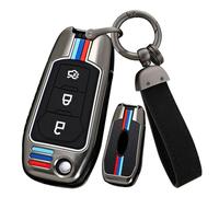 ontto Schlüsselhülle Autoschlüssel Hülle Passt für Ford Figo Mondeo Ecosport Fiesta Mk8 Everest Ranger Fusion Kuga F150 Metall Silikon Klappschlüssel Schutzhülle Schlüsselanhänger 3 Tasten-Schwarz B