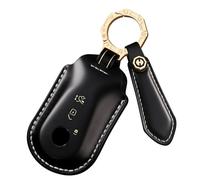 ontto Schlüsselhülle Autoschlüssel Hülle Rindsleder Fernbedienung Cover Passt für Mercedes E C S Klasse GLE GLC 300 EQE53 AMG EQS 580 C260 S206 W223 2024 2023 Schlüsseletui Schlüsselanhänger-Schwarz