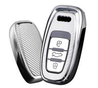 ontto Schlüsselhülle Passt für Audi A3 A4 A6 A7 A8 Q5 Q7 S4 S5 S6 R8 RS4 RS5 RS6 TT E-Tron Quattro 3 Tasten TPU Kohlefaser Autoschlüssel Hülle Etui Schlüsselbox Schlüsselgehäuse Auto-Zubehör-Silber