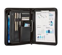 ONVAYA® Konferenzmappe A4 | schwarz | Aktenmappe | Businessmappe | Schreibmappe mit Block | strapazierfähiges Kunstleder | Dokumentenmappe