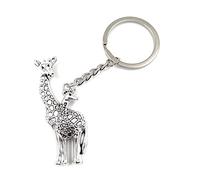 Onwomania 2 Giraffen Giraffe mit Baby Tier Schlüsselanhänger Metall Glücksbringer in Alu Geschenkbox, ideal zum Verschenken