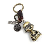 Onwomania - "-Buddha Leder Glaube Schlüsselanhänger - Metall Glücksbringer ideal als Geschenk z.B. für den besten Freund, die beste Freundin, Mama - Für Männer, Frauen & Kinder