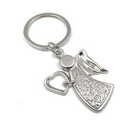 Onwomania - Engel Herz Muster Schlüsselanhänger - Metall Glücksbringer ideal als Geschenk z.B. für den besten Freund, die beste Freundin, Mama - Für Männer, Frauen & Kinder