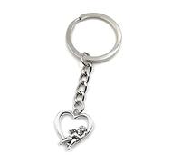 Onwomania - "-Engel im Herz Schlüsselanhänger - Metall Glücksbringer ideal als Geschenk z.B. für den besten Freund, die beste Freundin, Mama - Für Männer, Frauen & Kinder