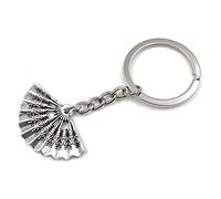 Onwomania Eule Fächer Luft Hitze mit Muster China Schlüsselanhänger Metall Glücksbringer in Alu Geschenkbox, ideal zum Verschenken