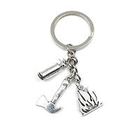 Onwomania - "Feuerlöscher Axt Feuer Tripple Schlüsselanhänger - Metall Glücksbringer ideal als Geschenk z.B. für den besten Freund, die beste Freundin, Mama - Für Männer, Frauen & Kinder