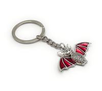 Onwomania Fledermaus Vampir Flügel rot Schlüsselanhänger aus Metall silber Schlüsselringe Auto Organizer Geschenke für Geburtstag Männer Frauen und Kinder