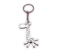 Onwomania Giraffe langer Hals Schlüsselanhänger Metall Glücksbringer in Alu Geschenkbox, ideal zum Verschenken