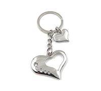 Onwomania - Herz Partner Glitzer - Schlüsselanhänger Metall Glücksbringer ideal als Geschenk z.B. für den besten Freund, die beste Freundin, Mama - Für Männer, Frauen & Kinder