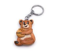 Onwomania - "-Honigbär süss Bär Schlüsselanhänger - Holz Glücksbringer ideal als Geschenk z.B. für den besten Freund, die beste Freundin, Mama - Für Männer, Frauen & Kinder