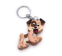 Onwomania - "-Hund mit Zunge Schlüsselanhänger - Holz Glücksbringer ideal als Geschenk z.B. für den besten Freund, die beste Freundin, Mama - Für Männer, Frauen & Kinder