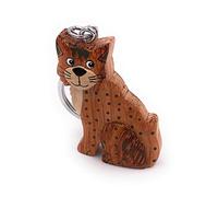 Onwomania - "-Katze gepunktet Haustier Schlüsselanhänger - Holz Glücksbringer ideal als Geschenk z.B. für den besten Freund, die beste Freundin, Mama - Für Männer, Frauen & Kinder