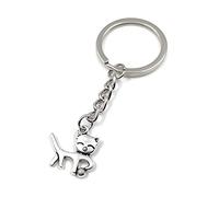 Onwomania - "Katze verspielt mit Wolle Schlüsselanhänger - Metall Glücksbringer ideal als Geschenk z.B. für den besten Freund, die beste Freundin, Mama - Für Männer, Frauen & Kinder