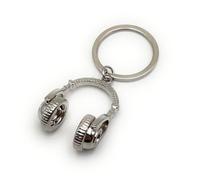 Onwomania Kopfhörer On Ear Musik Schlüsselanhänger aus Metall silber Schlüsselringe Auto Organizer Geschenke für Geburtstag Männer Frauen und Kinder