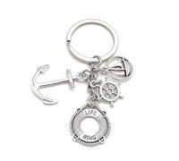 Onwomania Rettungsring Steuer Anker Rad Boot Schlüsselanhänger aus Metall silber Schlüsselringe Auto Organizer Geschenke für Geburtstag Männer Frauen und Kinder