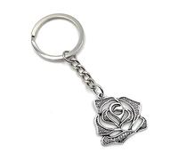Onwomania - "-Rose Blume Blüte Schlüsselanhänger - Metall Glücksbringer ideal als Geschenk z.B. für den besten Freund, die beste Freundin, Mama - Für Männer, Frauen & Kinder