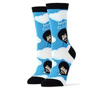 ooohyeah Lustige Bob-Ross-Crew-Socken für Damen, für Urlaub, verrückte Spaß, passend für Schuhgröße 38-45, Happy Clouds, 37-43 EU