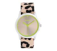 Oozoo C11645 Damenuhr Damen Armbanduhr silberfarben 38 mm Lederband Leoparden Look Quarz