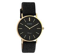 Oozoo Damen Armbanduhr schwarz Analog C20204 Vintage Series Lederarmband UOC20204 Analoguhr