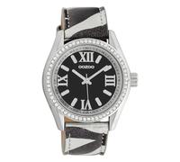 Oozoo Damen Armbanduhr Timepieces Analog Leder schwarz weiß UOC10268 Analoguhr