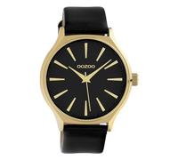 Oozoo Damenuhr mit Design Zifferblatt und Lederband 42 MM Goldfarben/Schwarz/Schwarz C10109
