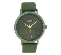 Oozoo Damenuhr mit Glitzereffekt und Lederband 42 MM Moosgrün C10582