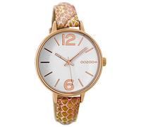 Oozoo Damenuhr mit Lederband 38 MM Rose/Weiss/Goldfarben Snake C9481
