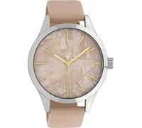 Oozoo Damenuhr mit Lederband 45 MM Perlmutt/Pinkgrau C10072