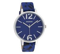 Oozoo Damenuhr mit Leopard Look Lederband Animal Print Colors of Africa 43 MM Blau Blau C10195