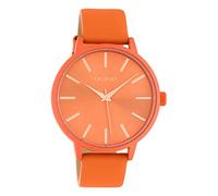 OOZOO Quarzuhr »Damen Armbanduhr orange«, (Armbanduhr), Damenuhr rund, groß (ca. 42mm), Lederarmband, Fashion-Style
