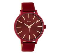Oozoo Uhren C10618 Damenuhr mit Lederband Rot Quarz 42 mm