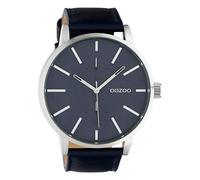 Oozoo Herrenuhr Chrono Look mit Lederband 50 MM Silberfarben/Blau C10501