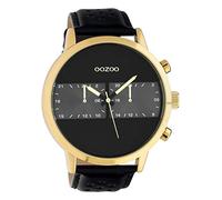 Oozoo Herrenuhr im Racing Look mit Lederband 50 MM Goldfarben/Schwarz C10516