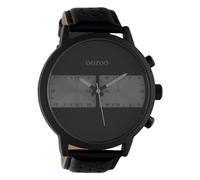 Oozoo Herrenuhr im Racing Look mit Lederband 50 MM Schwarz/Schwarz C10519