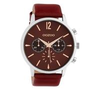 Oozoo Herrenuhr mit Lederband Ø 48 mm Weinrot C10356