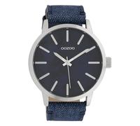 Oozoo Herrenuhr mit Lederband 45 MM Camouflage Dunkelblau/Jeans Blau C10002