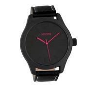 Oozoo Herrenuhr mit Lederband 45 MM Pink/Schwarz C1068