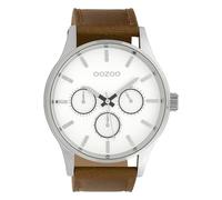 Oozoo Herrenuhr mit Lederband 48 MM Silberfarben/Braun C10045