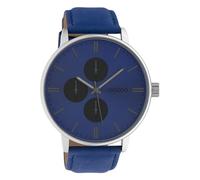 Oozoo Herrenuhr mit Lederband 50 MM Silberfarben/Blau C10310