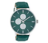 Oozoo Herrenuhr mit Lederband 50 MM Silberfarben/Grün C10313