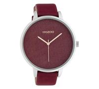 Oozoo Modische Damenuhr mit Lederband Quarz 45 MM Weinrot/Weinrot C10408