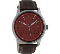 Oozoo Modische Herrenuhr mit Lederband Quarz 43 MM Weinrot/Dunkelbraun C10306