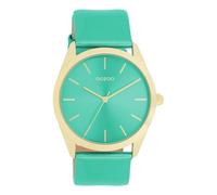 Oozoo - Timepieces Damen Uhr Aqua metallic | Armbanduhr Damen mit Lederarmband | Moderne Uhr für Frauen - Edle Analog Damenuhr in Rechteckig C11339 (40mm)