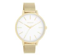 Oozoo - Timepieces Damen Uhr Gold/White | Armbanduhr Damen mit Metal mesh | Moderne Uhr für Frauen - Edle Analog Damenuhr in Rechteckig C11362 (42mm)