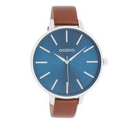 Oozoo - Timepieces Damen Uhr in braun/dunkelblau | Armbanduhr Damen mit Lederarmband | Moderne Uhr für Frauen | Edle Analog Damenuhr in rund C11439 (48mm Gehäuse)